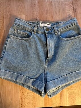 American apparel high waisted Light Wash Denim Shorts